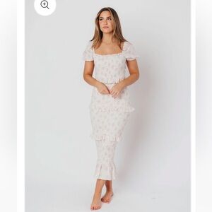 Worth Collective Ada Smocked Dress in Pink Floral Bump Friendly. Size: S. New.